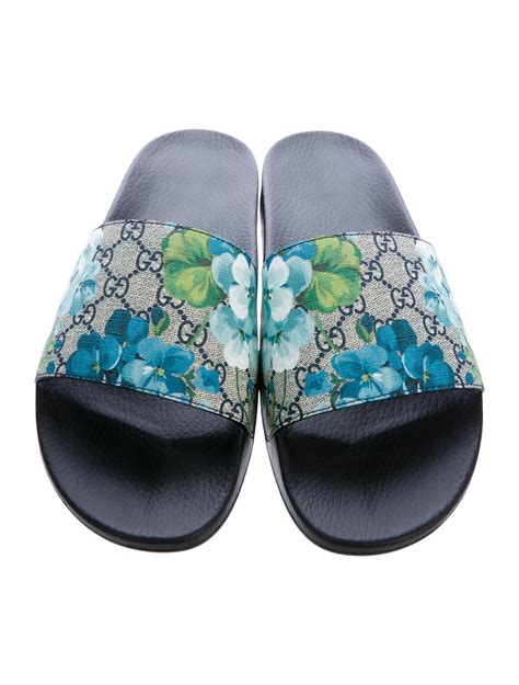 gucci bloom blue slides|gucci espadrilles blooms.